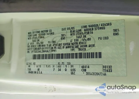 2006 Ford E-350 Super Duty Commercial/Recreational from USA, damaged, VIN 1FTSS34L36HA13991